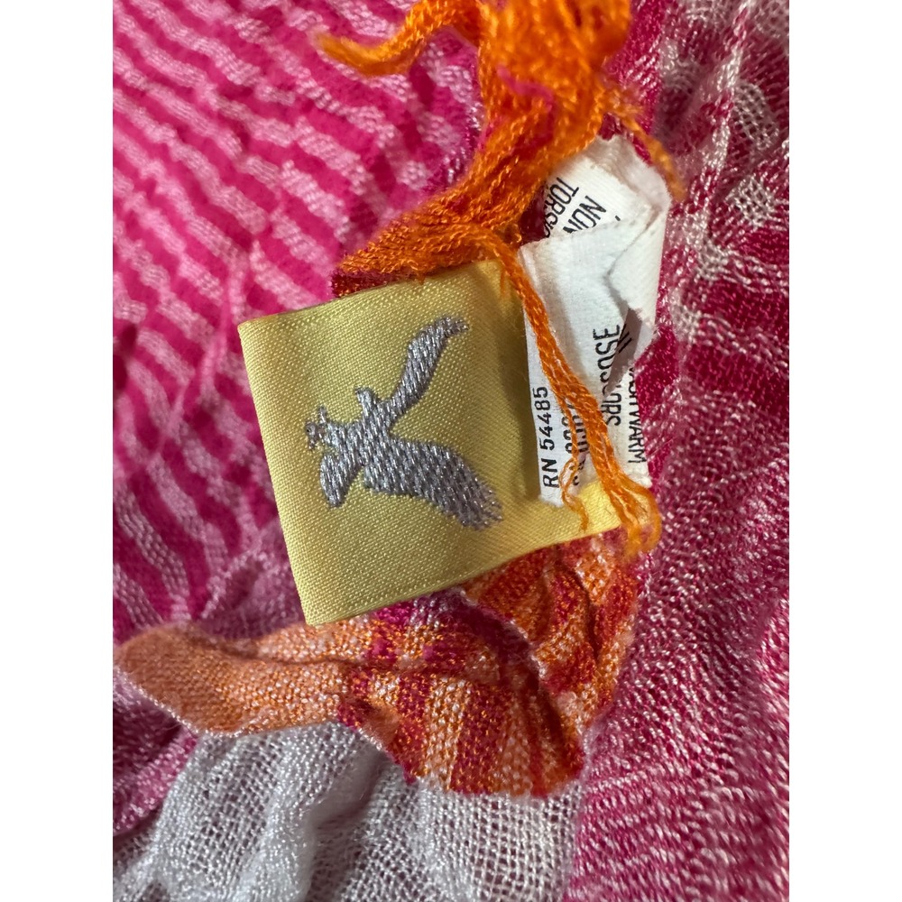 American Eagle Outfitters Pink White Striped Gauze Scarf Lightweight Frayed Hem - Picture 4 of 5